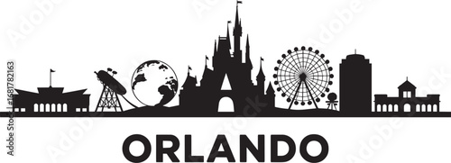 Orlando Skyline Silhouette Vector Illustration with Cityscape and Landmarks Design