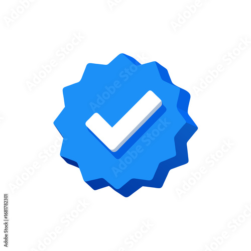this is a 3d rendering of a stylized blue checkmar