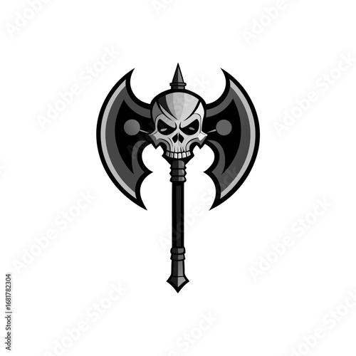 this is a 3d render of a menacing  double bladed b