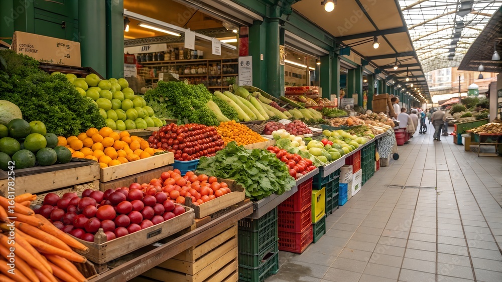 Fototapeta premium organic food market with fresh fruits and vegetable