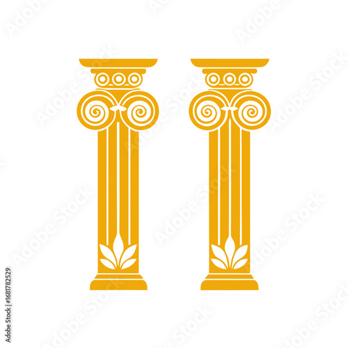 two ornate golden columns stand side by side  thei