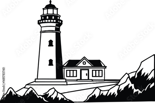 Classic lighthouse and keeper s house on a hilltop