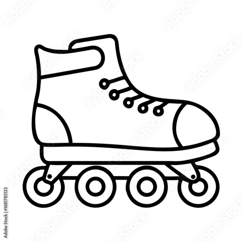 Roller skate outline vector illustration for recreational skating and roller derby design fun