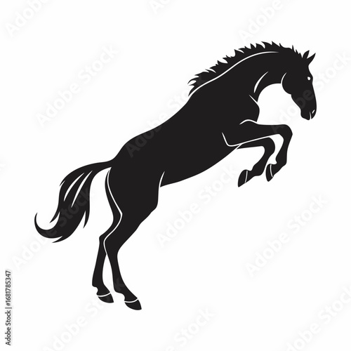 Majestic Stallion Silhouette A Powerful Black and White Horse Illustration