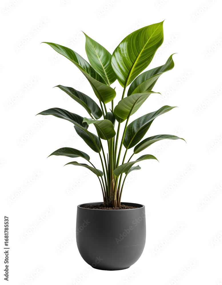 Fototapeta premium Isolated houseplant with green leaves in a terracotta pot