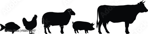 Farm animals silhouettes livestock vector illustration design