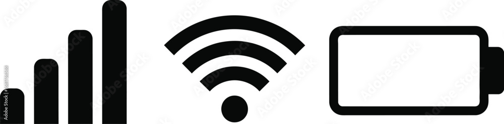 Obraz premium Wifi signal battery indicator icons for mobile device status
