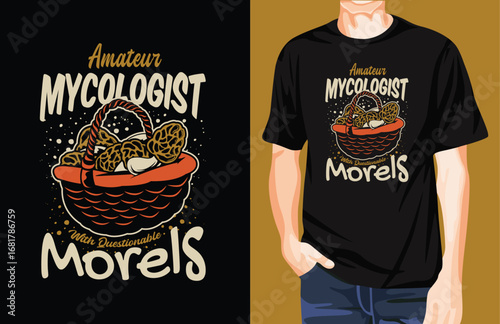 Morels mushroom basket t-shirt design