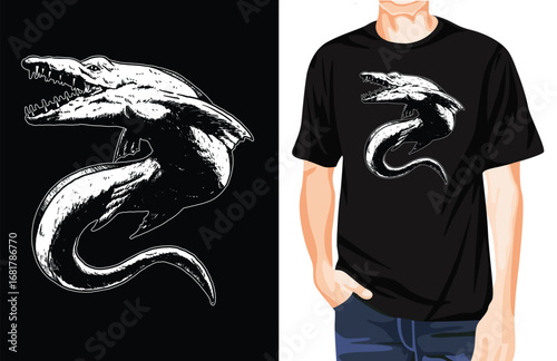 Mosasaurus t-shirt design unique idea
