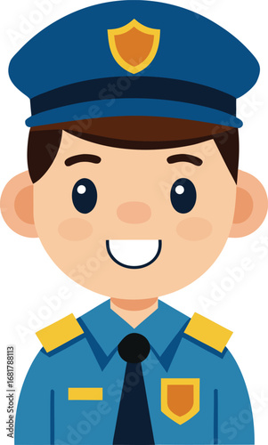 Vector art of cartoon police officer smiling