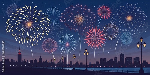 Cityscape Fireworks Display...