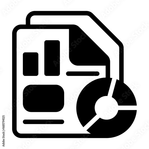 Business or analytical report file Semi Solid Vector Icon
