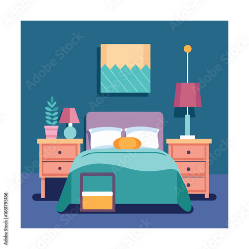 Bedroom Arrangement with Fresh Linens and Small Side Table