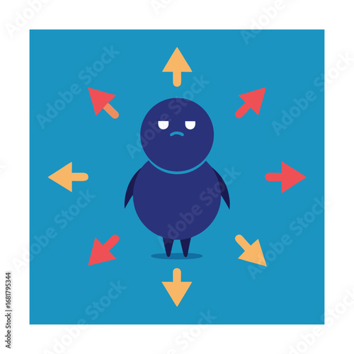 Character Surrounded by Arrows Circling Around Head