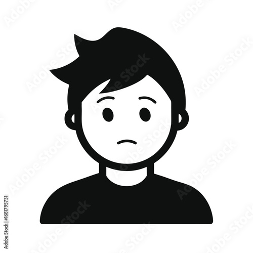 Doubtful Face Silhouette Icon Vector