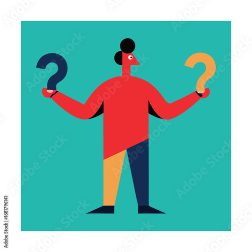 Man Holding Two Paths in Hands Feeling Unsure to Choose