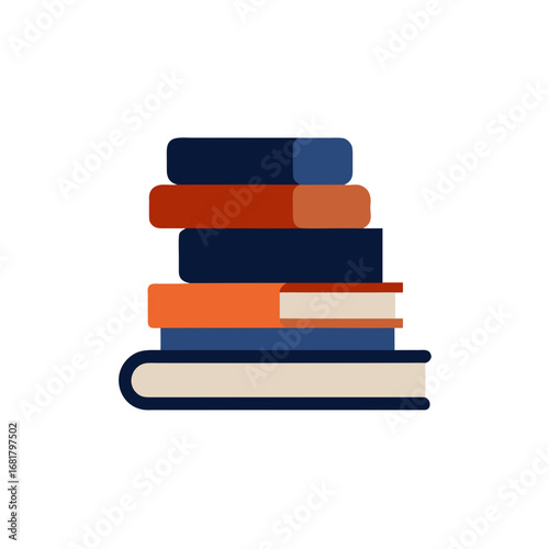 a stack of five books is shown  against a white ba
