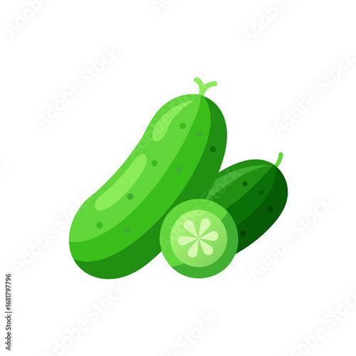 this image features two fresh  green cucumbers on 