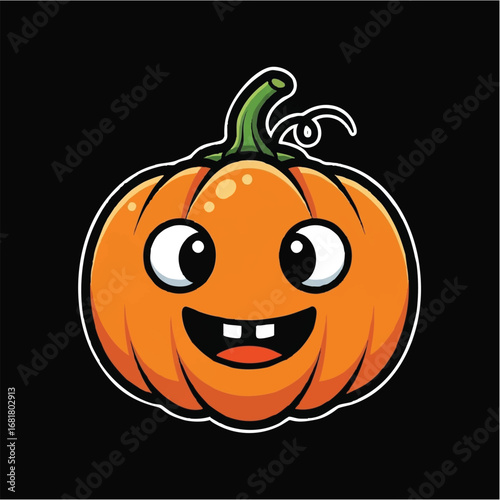 Wallpaper Mural Cute cartoon pumpkin with a happy face and big eyes Torontodigital.ca