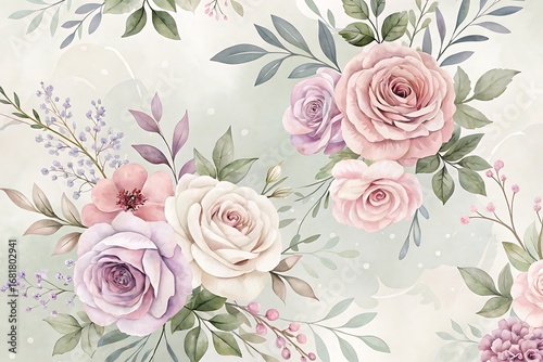 Romantic Pastel Rose Watercolor Floral Pattern – Elegant Wallpaper