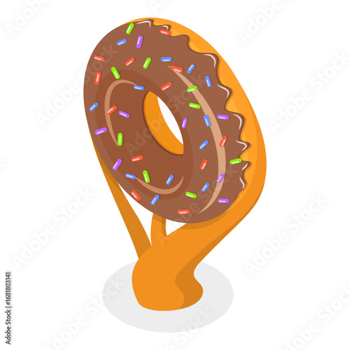 3D Isometric Flat Vector Set of Fantasy Sweet Land Elements, Candy Plants. Item 8