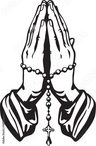 Spiritual Prayer Hands with Rosary and Cross
