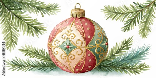 Watercolor Christmas Orname...