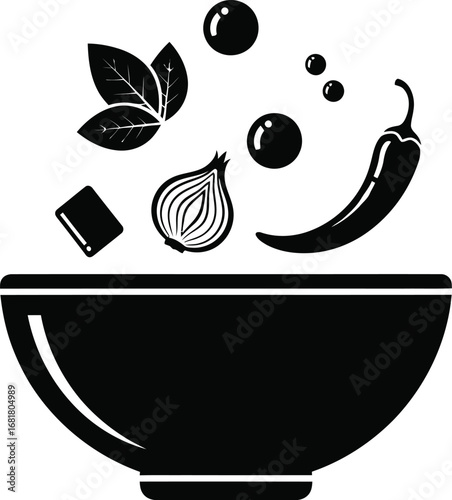 Recipe bowl food ingredients cooking healthy diet vector illustration