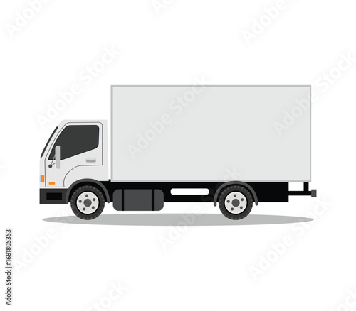 White Delivery Van Isolated Side View on White Background