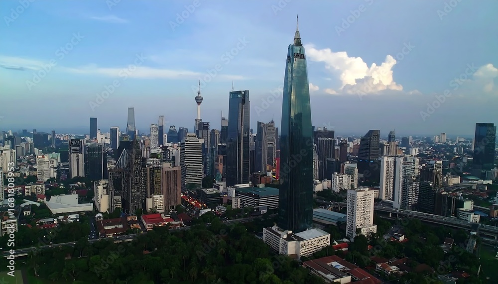 Obraz premium Panoramic cityscape view of a modern metropolis
