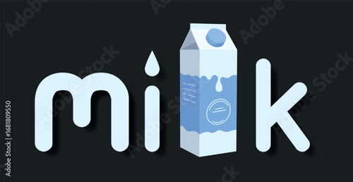 Word Milk stylized as a stylish logo - Vector illustration
