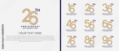 logo anniversary set. brown and black color on white background for special event