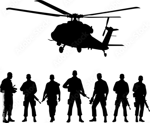 Military Silhouette Operation Scene Vector