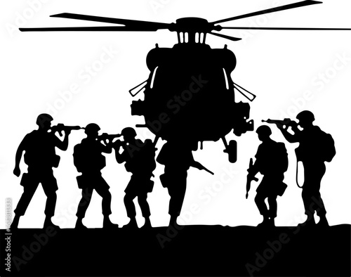 Military Silhouette Operation Scene Vector