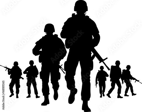 Military Silhouette Operation Scene Vector