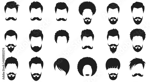 Collection of various men s hairstyles and facial hair silhouettes