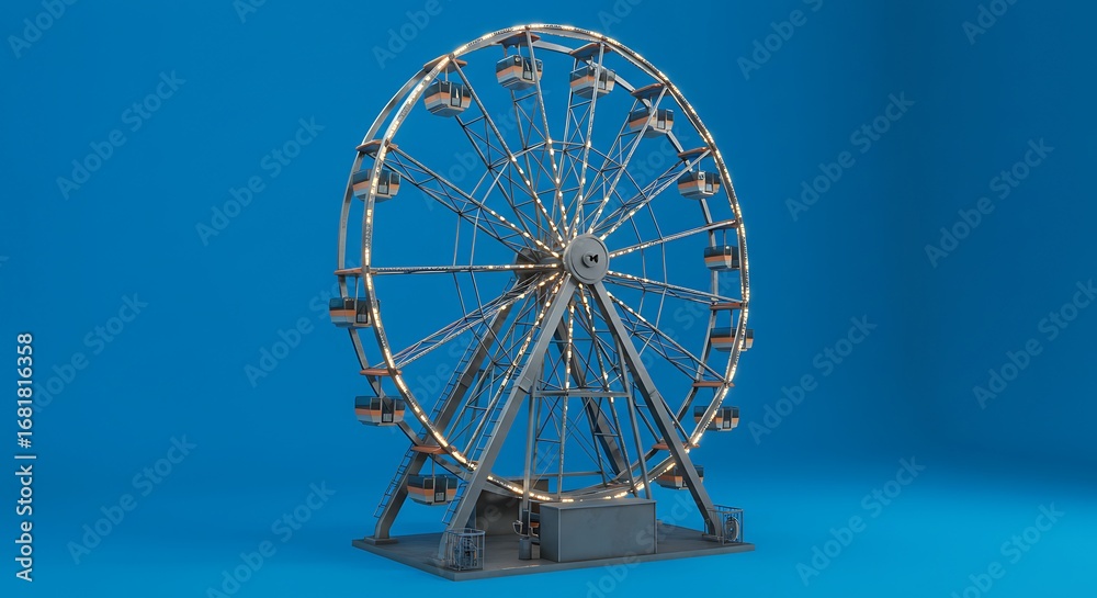 Illuminated ferris wheel against azure backdrop evokes nostalgic carnival experience Illuminated ferris wheel against azure backdrop evokes nostalgic carnival experience
