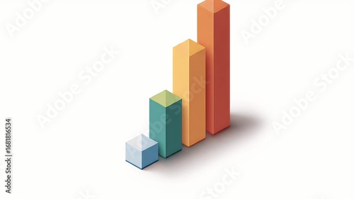 Ascending 3D Bar Graph: Dynamic Growth Visualization, Colorful Blocks