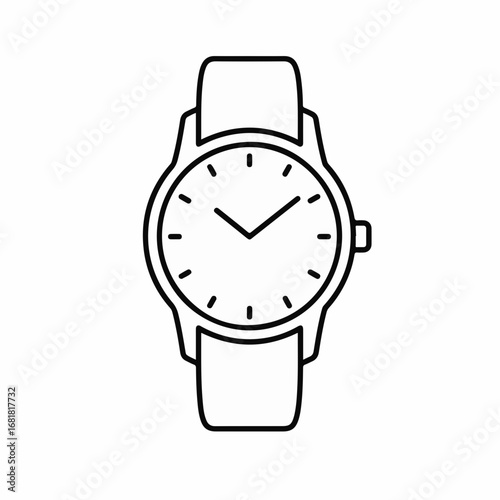 Elegant minimalist wristwatch icon symbolizing precise timekeeping and modern style, perfect for fashion and business presentations.