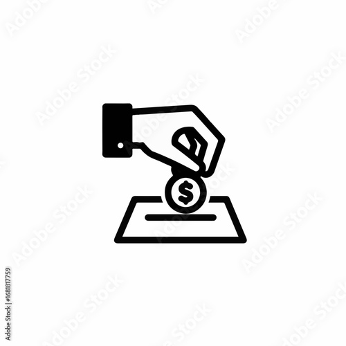 Generous hand places dollar coin into donation box symbolizing charity, giving, and financial support for causes
