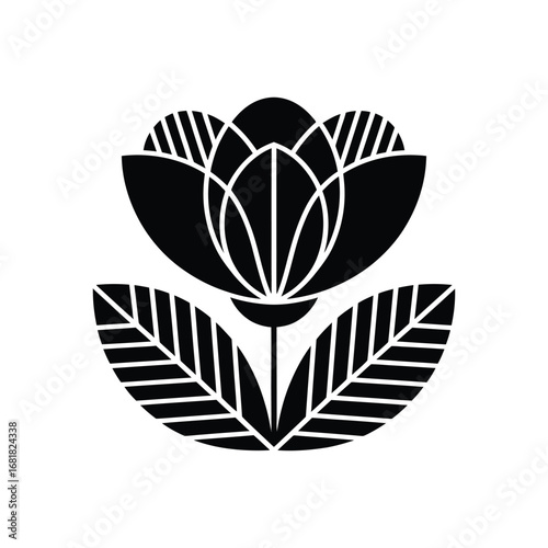 Blooming Flora: A striking artistic rendition showcases a serene flower silhouette, embodying nature's artistry with delicate lines and elegant contours.