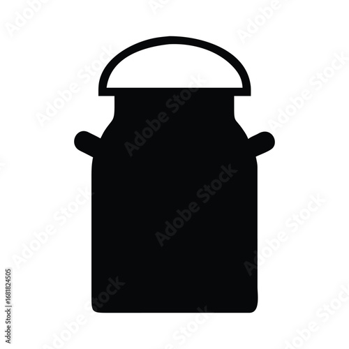 Isolated retro dairy containers including a vintage metal milk churn, a traditional glass bottle, and a jar of yogurt