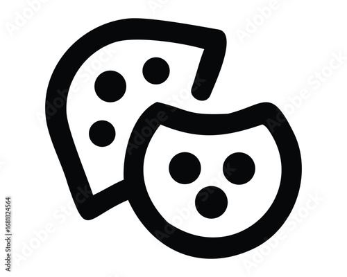 A 3D metal film reel and movie camera icons are on a round black button for cinema entertainment