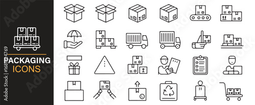 Versatile packaging icons for shipping and logistics