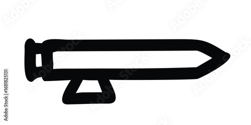A 3d vector icon of a black and white camera with a metal key-shaped flash drive and a lens on a white background