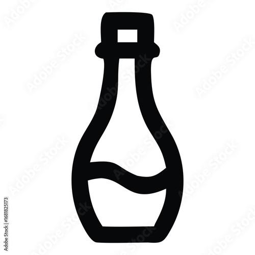 An elegant vector illustration of a vintage bottle of wine, a classic beverage icon with a glass container of liquid alcohol