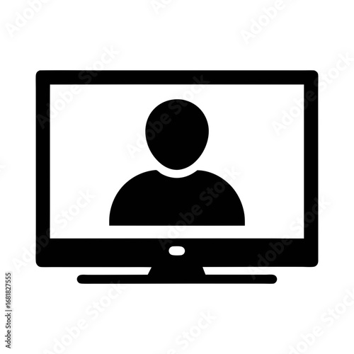 Online meeting video call conference webinar virtual communication remote work icon vector graphic