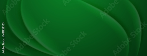 Smooth, curved, green shapes overlap, creating a sense of depth and dimensionality, forming an abstract background.