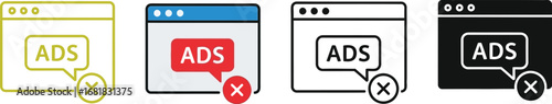 Ad blocker software icon design for online advertising protection