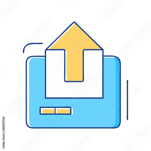 Bright Illustrated Icon Depicting an Upload Function on a Mobile Device